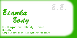 bianka body business card